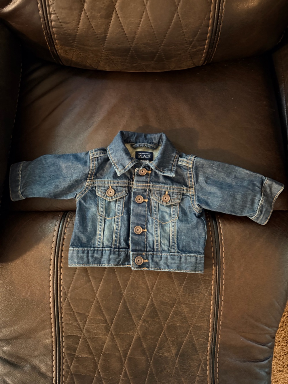 The Children's Place Dark Blue Denim Button-Front Jacket